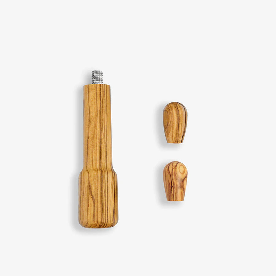 Classic 3-piece handle set for E61 espresso machines, wooden tilting lever and valve handles