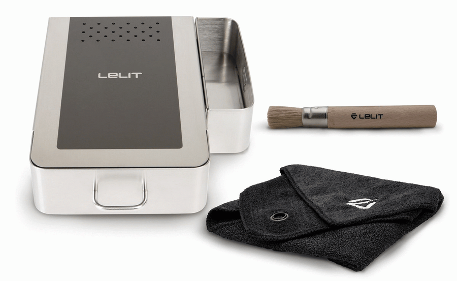 Lelit VIP knock-off box / brew drawer with brush and cloth