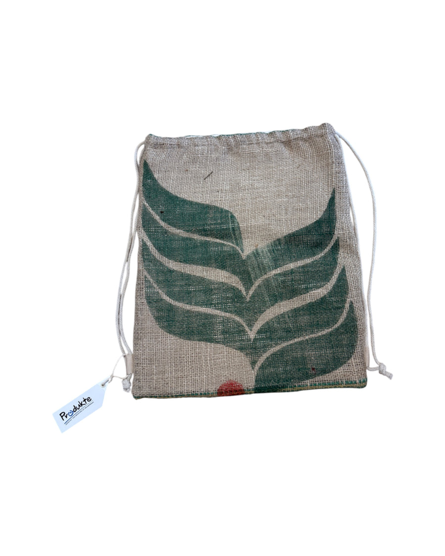 Unique drawstring bags made from coffee sacks, sustainable, handmade and socially committed