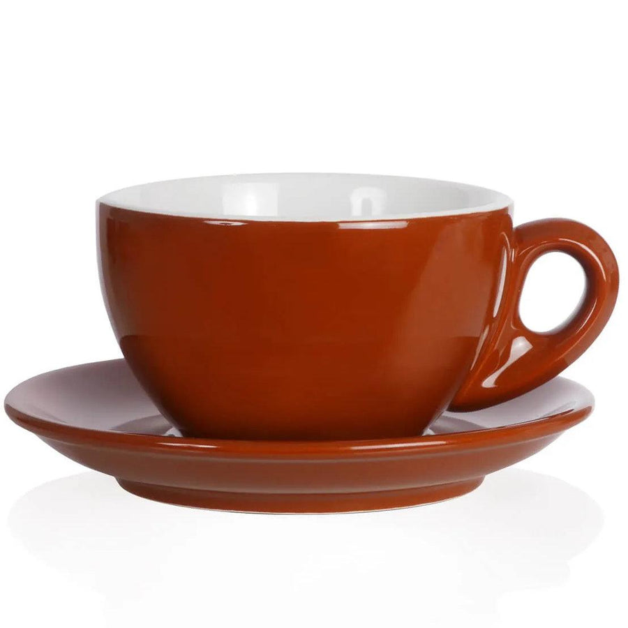 NuovaPoint Palermo latte cups 290 ml brown, 290 ml, with saucer
